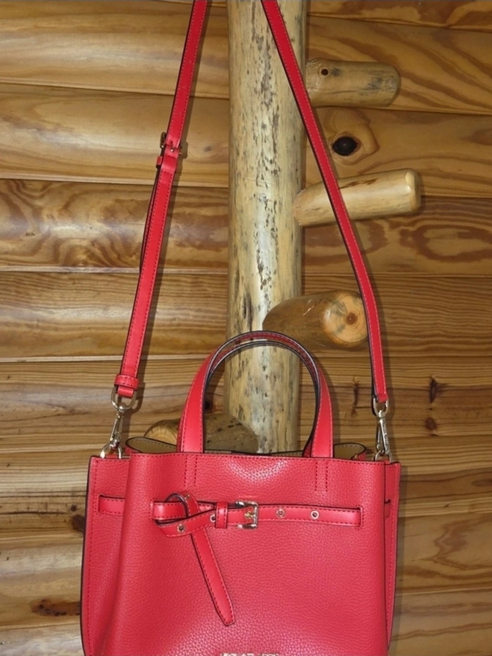 Michael Kors Bright Red Leather Crossbody Tote